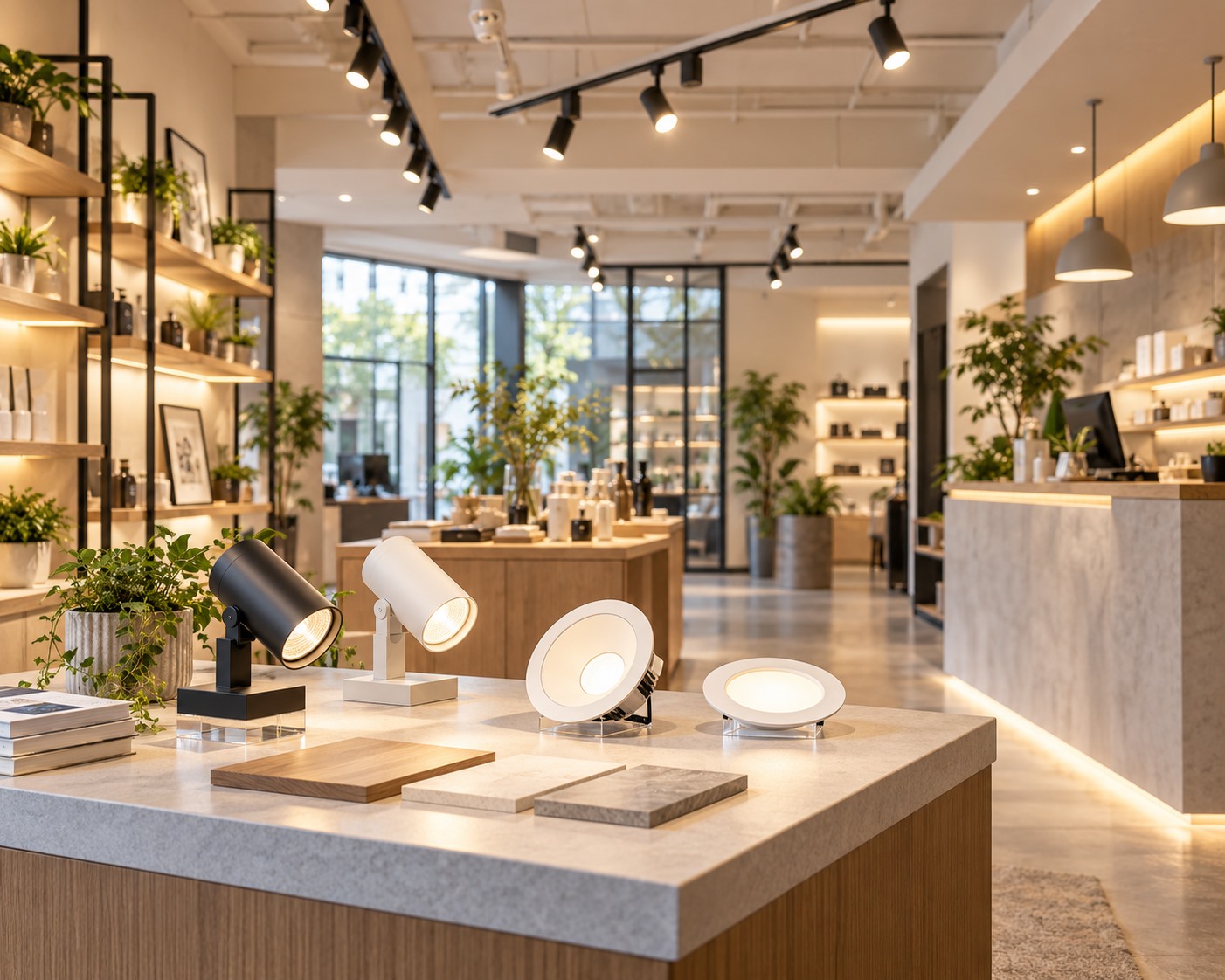 店舗に展示されたLED照明の機器